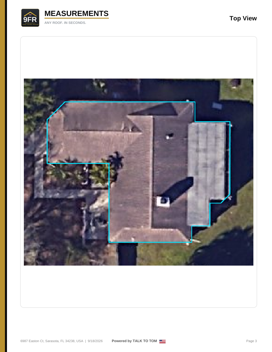 Top-view aerial with structure outline and lot context for pool planning